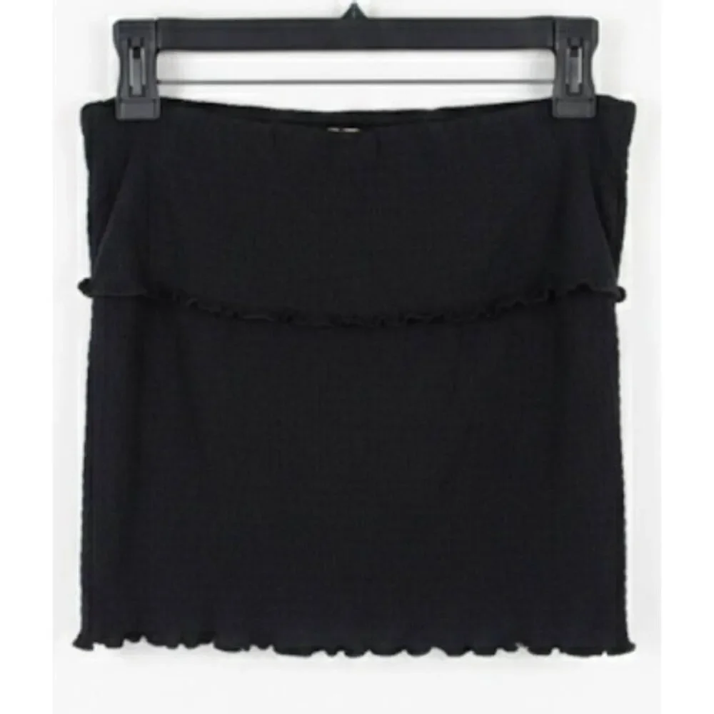 Free People Womens Small black mini skirt folded waist stretch